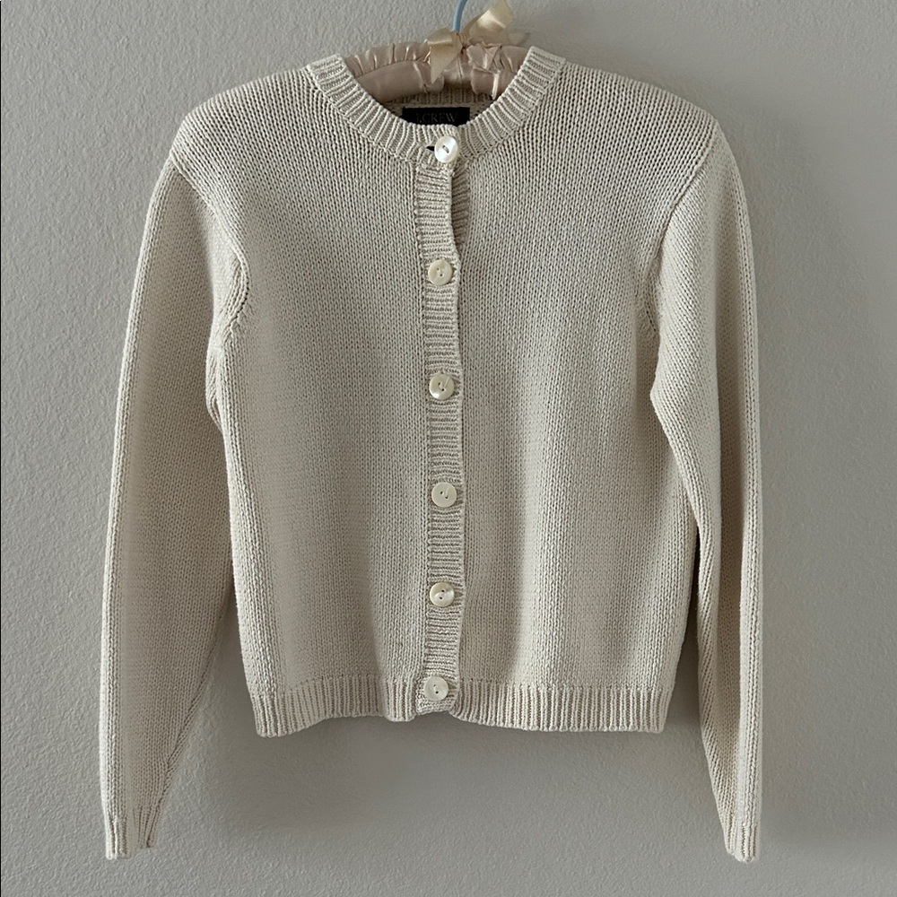 J. Crew Cream Cropped Cotton Cardigan